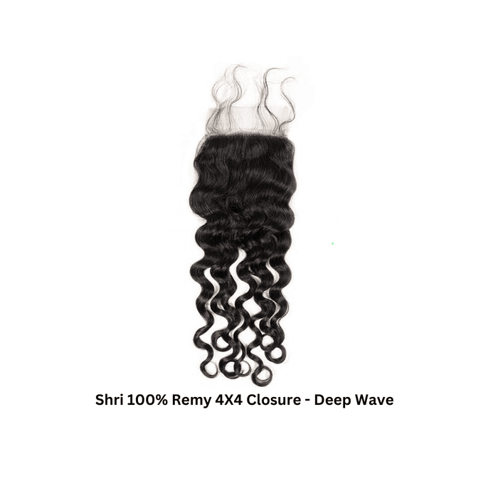 Shri 100 % Remy 4X4 Closure - Deep Wave 14 Inches - Beauty and Hair Supply