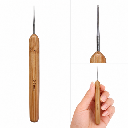 Bamboo Handle Single Needle Crochet Hook 0.5mm