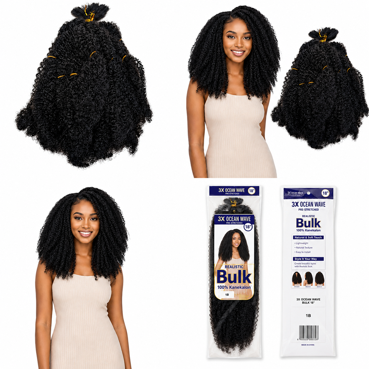K&amp;C Hair World Afro Kinky Bulk Synthetic Hair