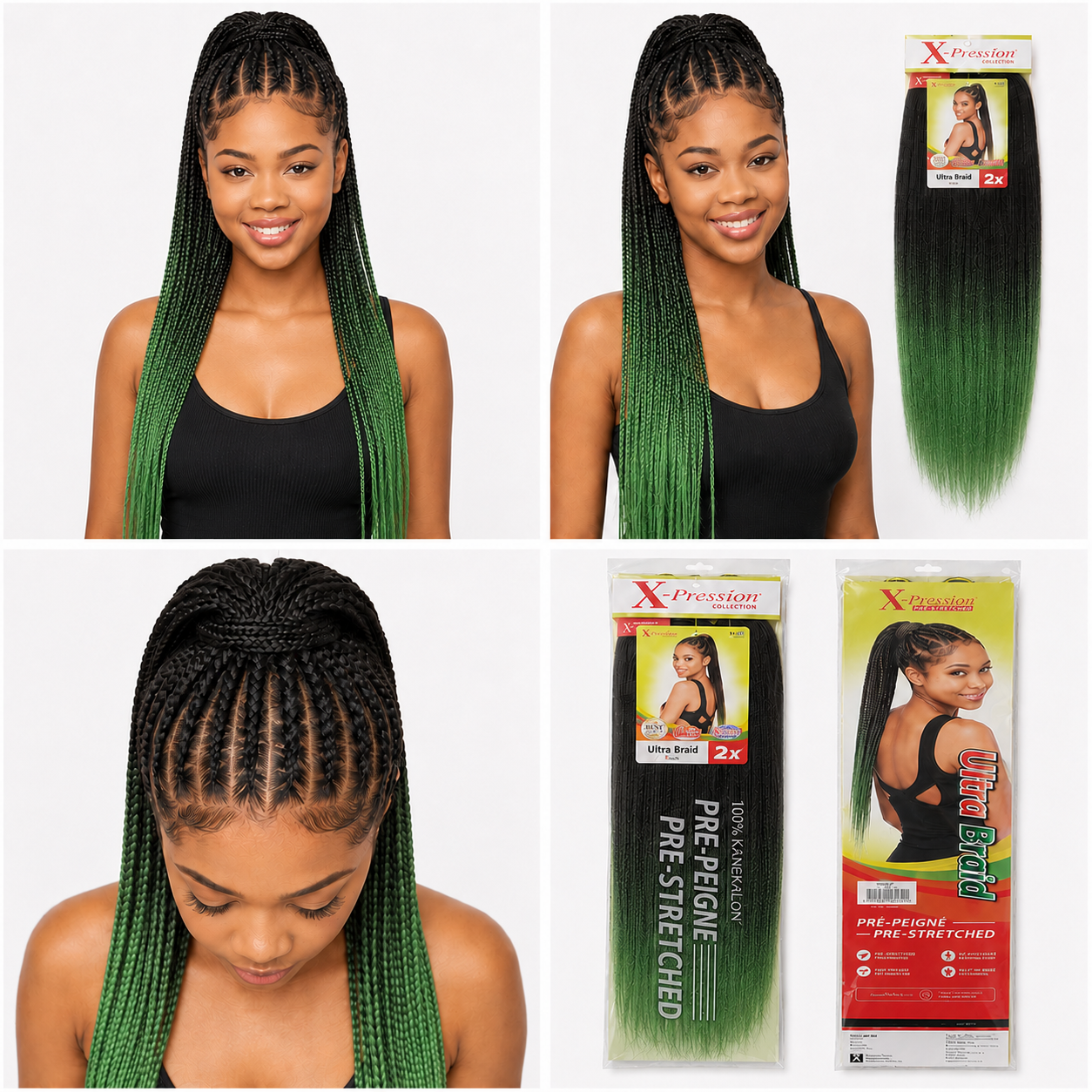 X-Pression Pre-Stretched Braiding Hair 2X Pack, 24"