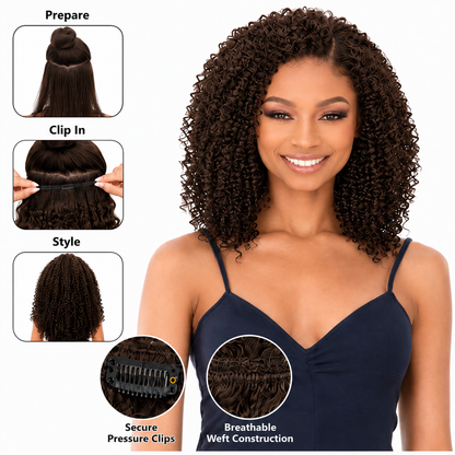 Kuknus Synthetic Water Wave Clip-In Hair Extensions 14"