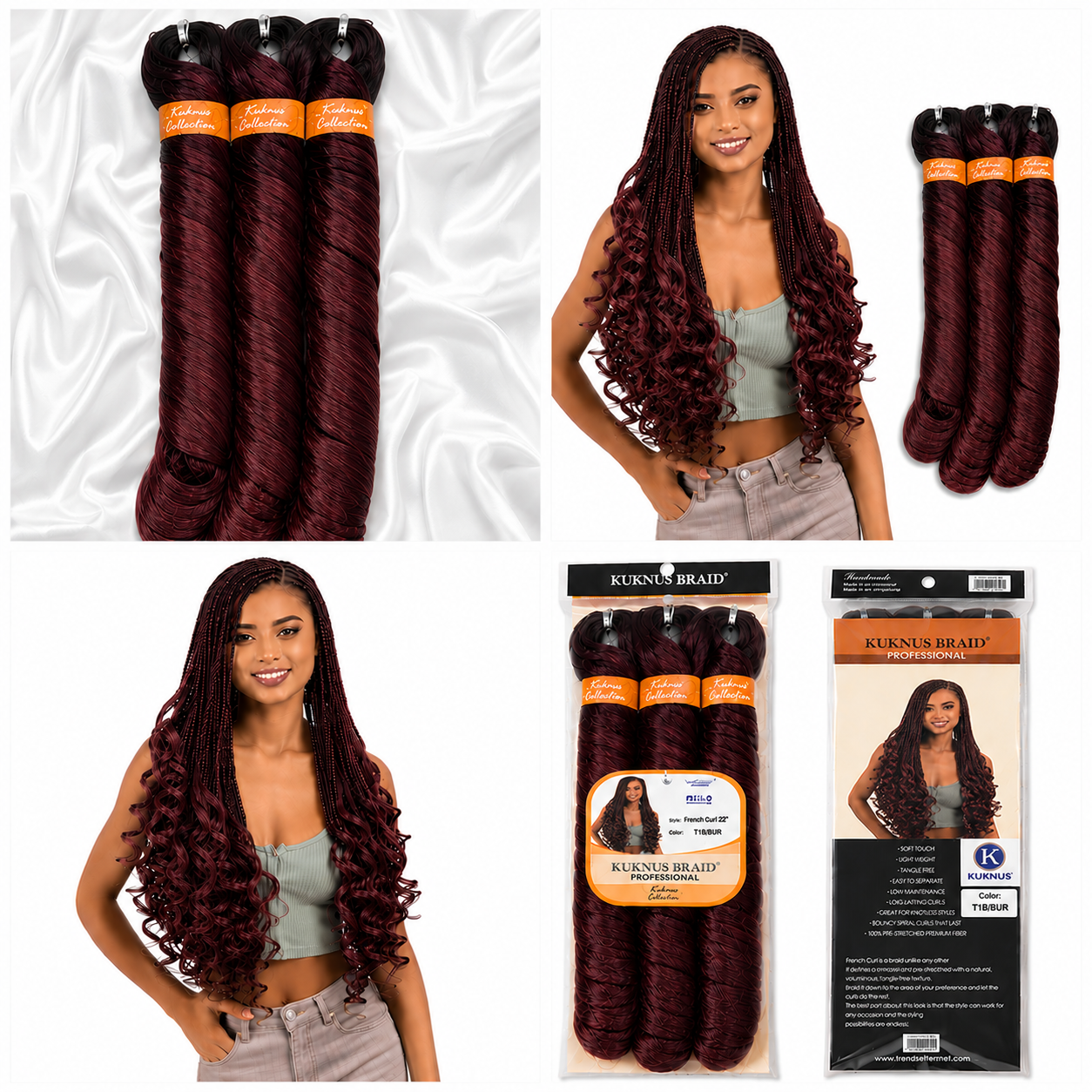 Kuknus Style 3x French Curl Bulk Synthetic Hair
