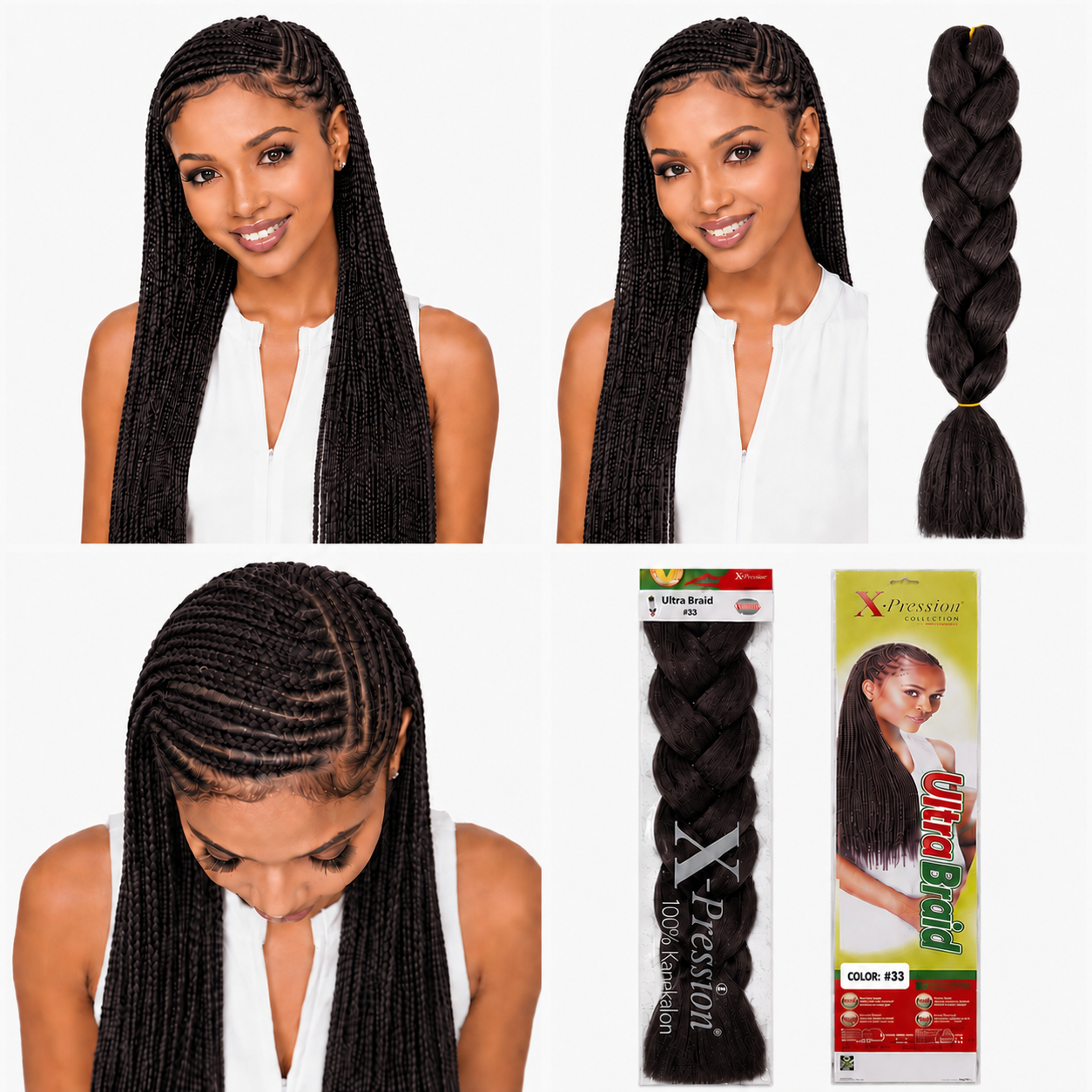 X-Pression Ultra Braids Non-Stretched Kanekalon Braiding Hair 82"