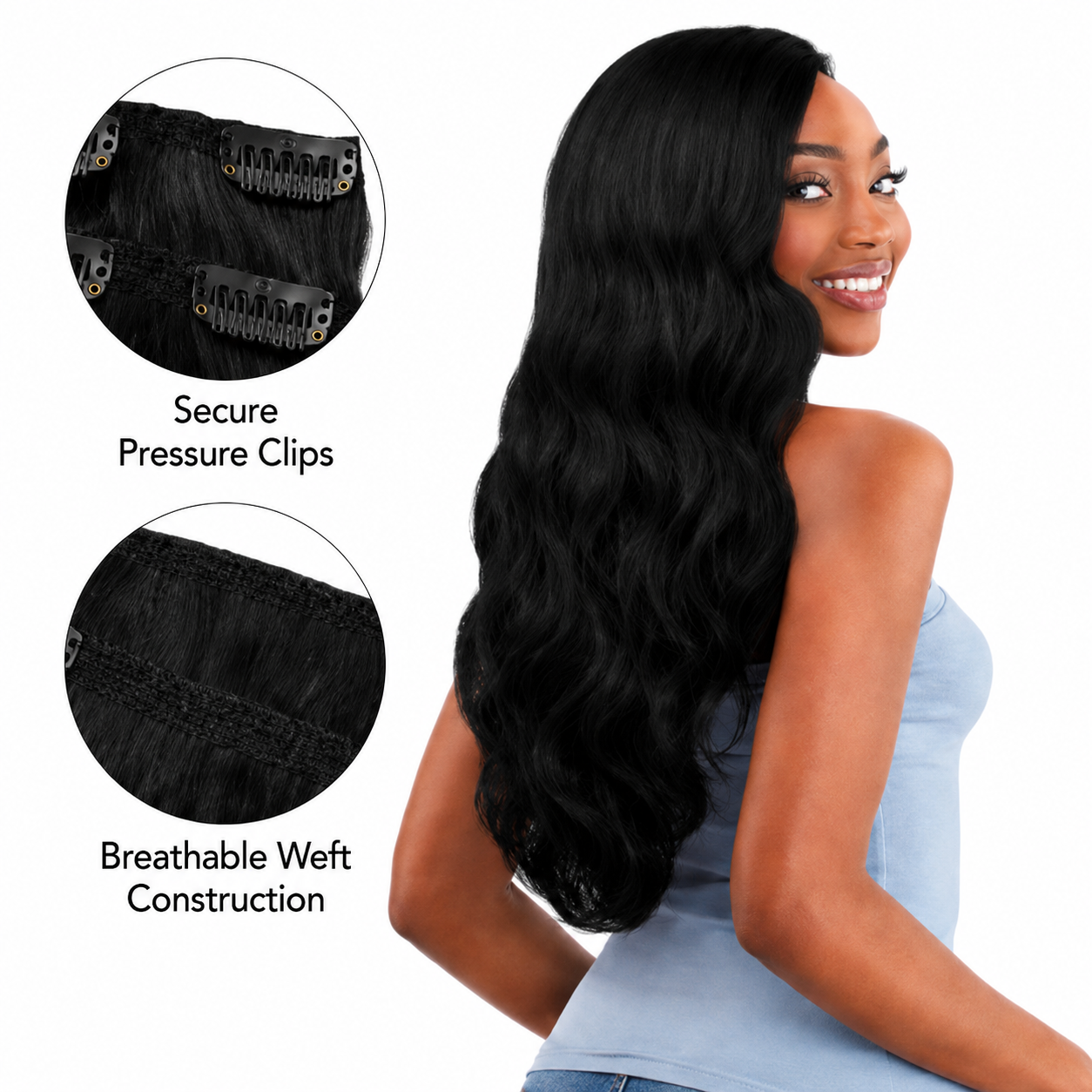 Darbro Doja Synthetic Silk Press Body Wave Clip-In  Hair Extensions 24"