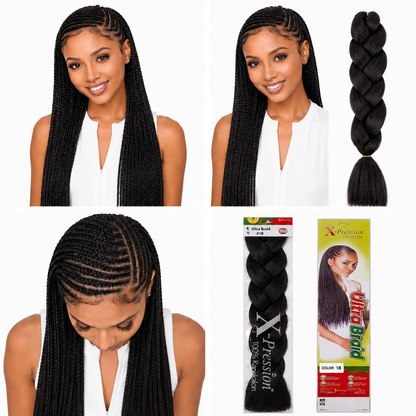 X-Pression Ultra Braids Non-Stretched Kanekalon Braiding Hair 82"