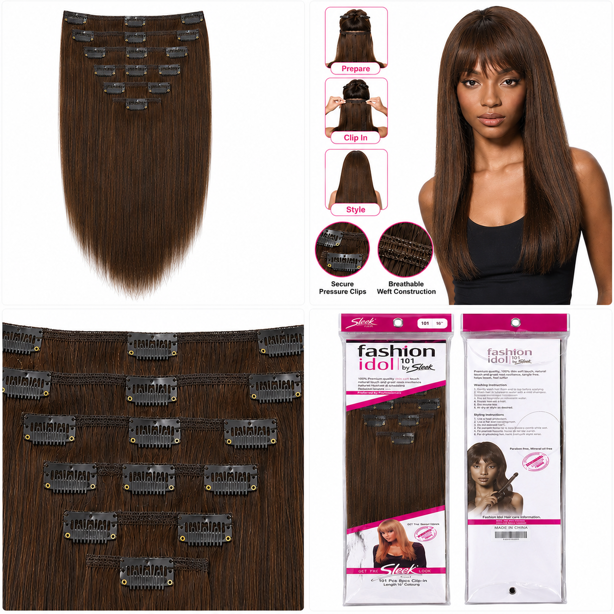 Sleek Fashion Idol 101 Synthetic Clip-In Hair Extensions 18"