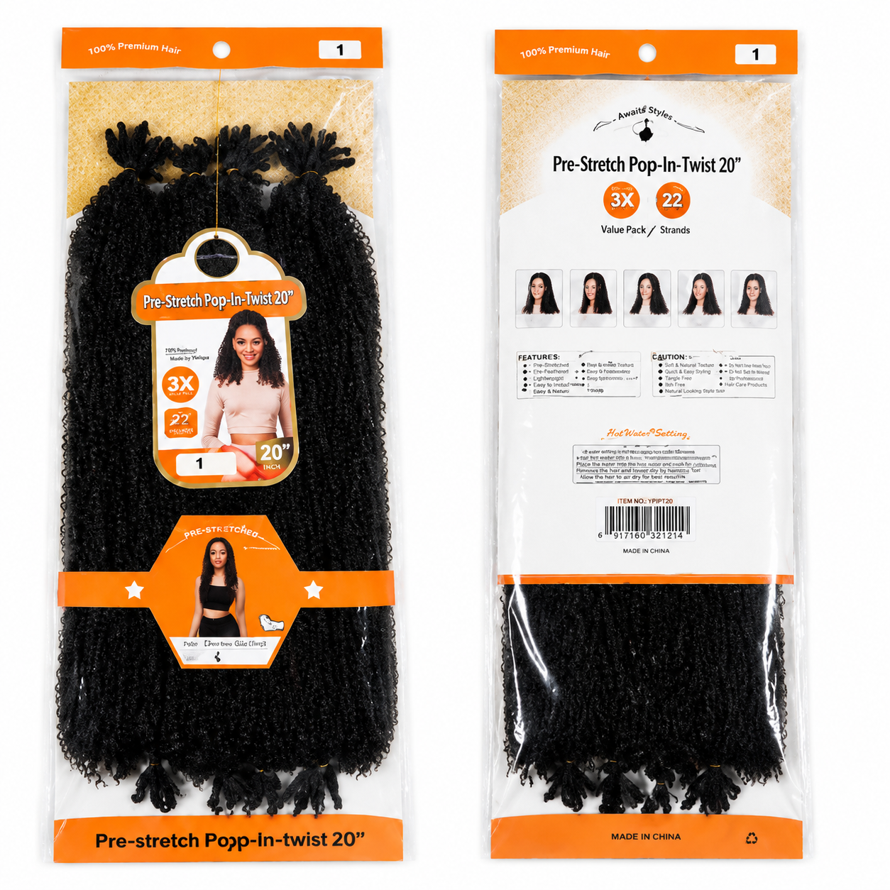 Kuknus Style Pre Streched Popp-In-Twist Bulk Synthetic Hair