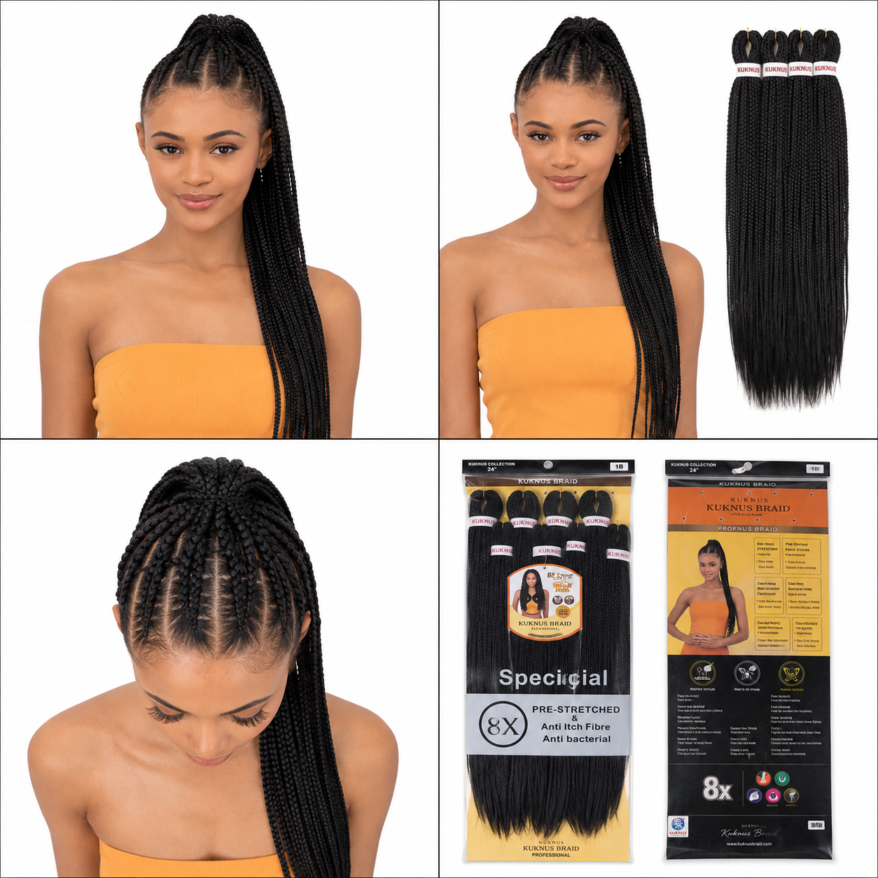 Kuknus Braids 8x Value Pack Pre-Stretched 26"