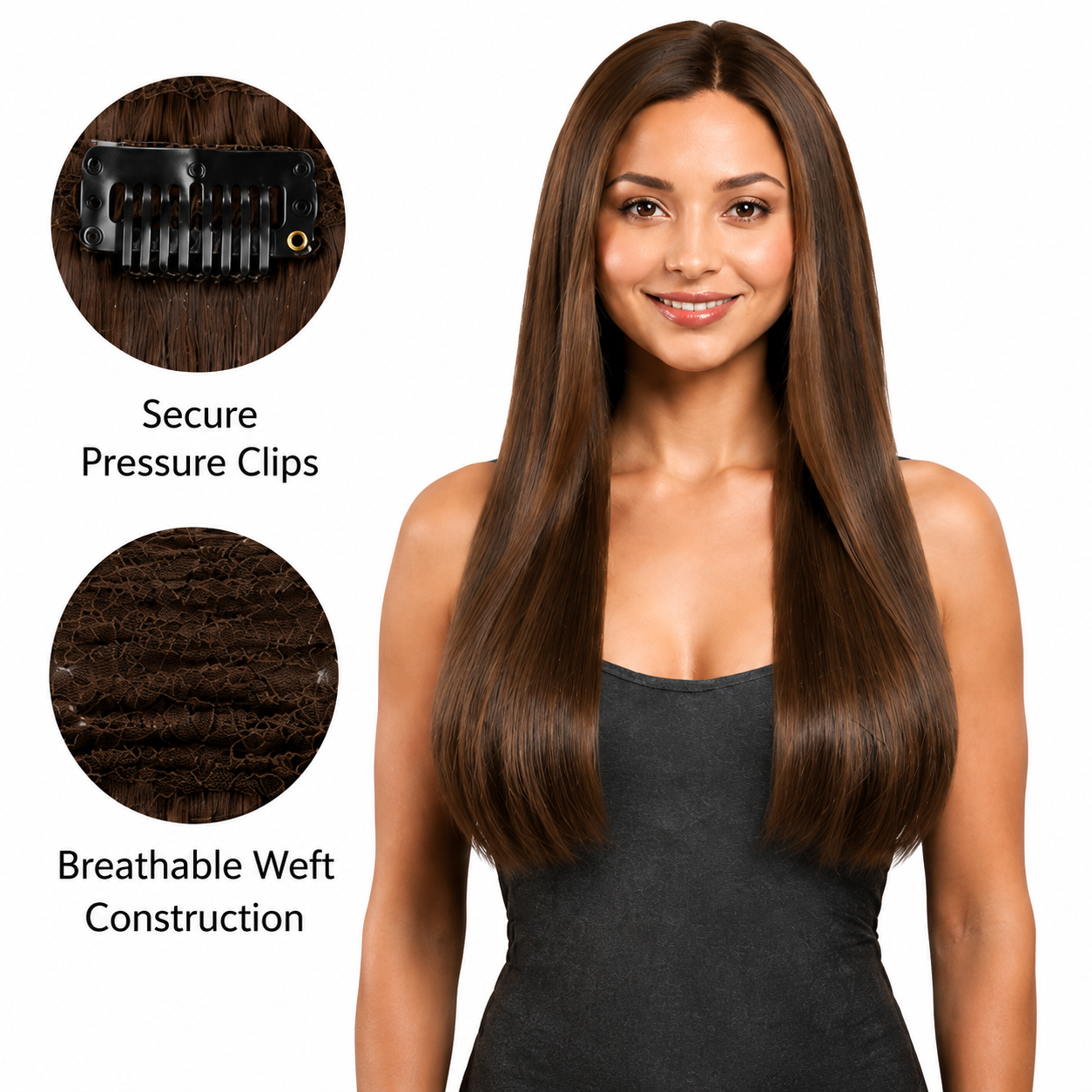 Kuknus Euro Clip-In Straight Synthetic Hair Extensions 18"