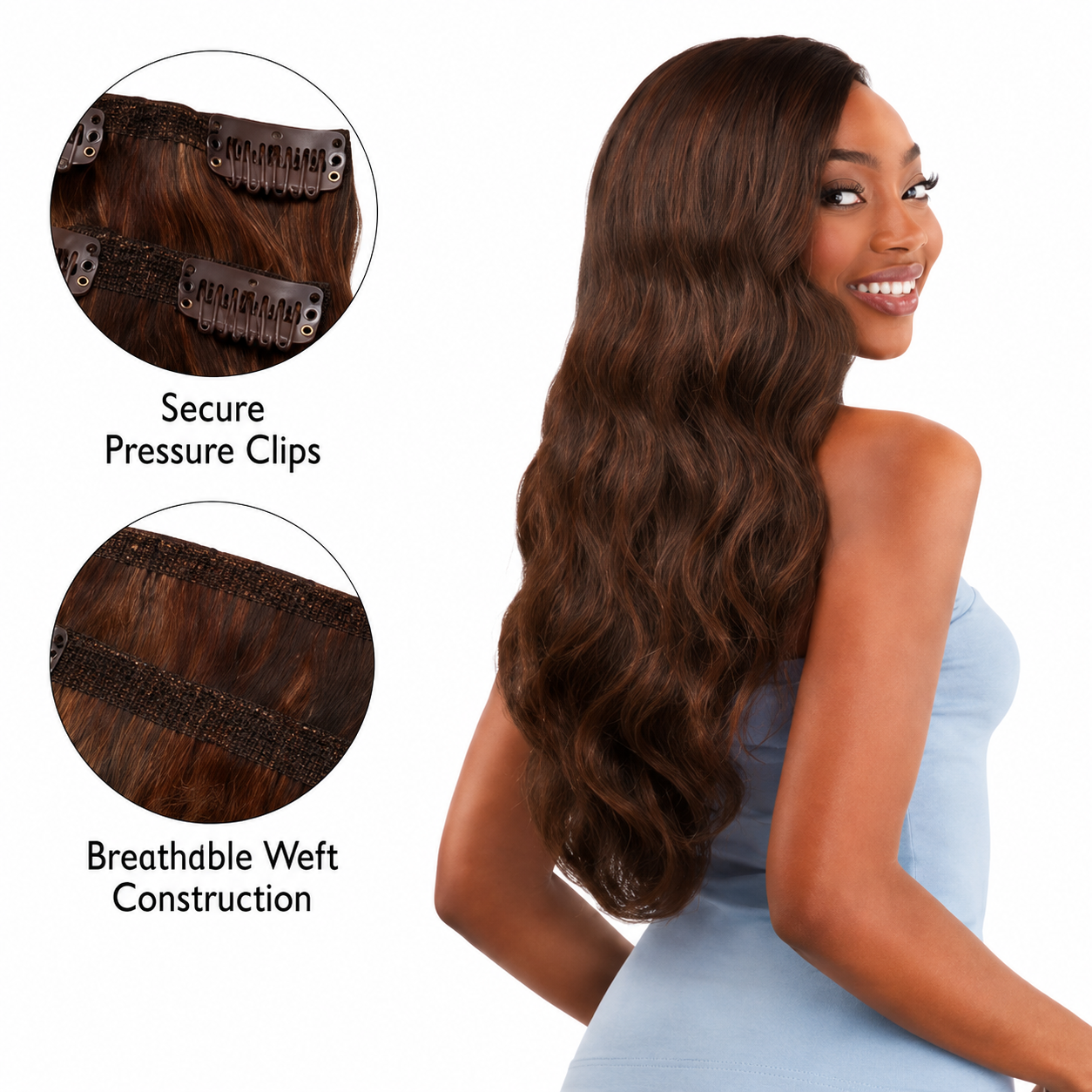 Darbro Doja Synthetic Silk Press Body Wave Clip-In  Hair Extensions 24"