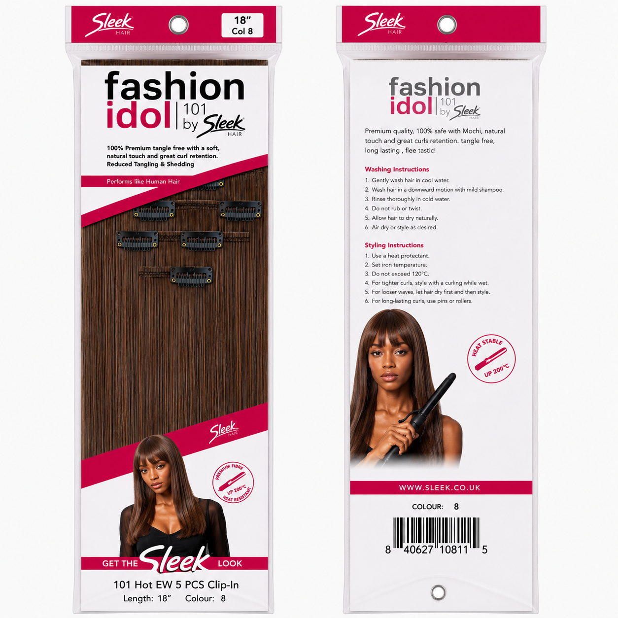 Sleek Synthetic Fashion Idol 101 Clip-In Hair Extensions 18"