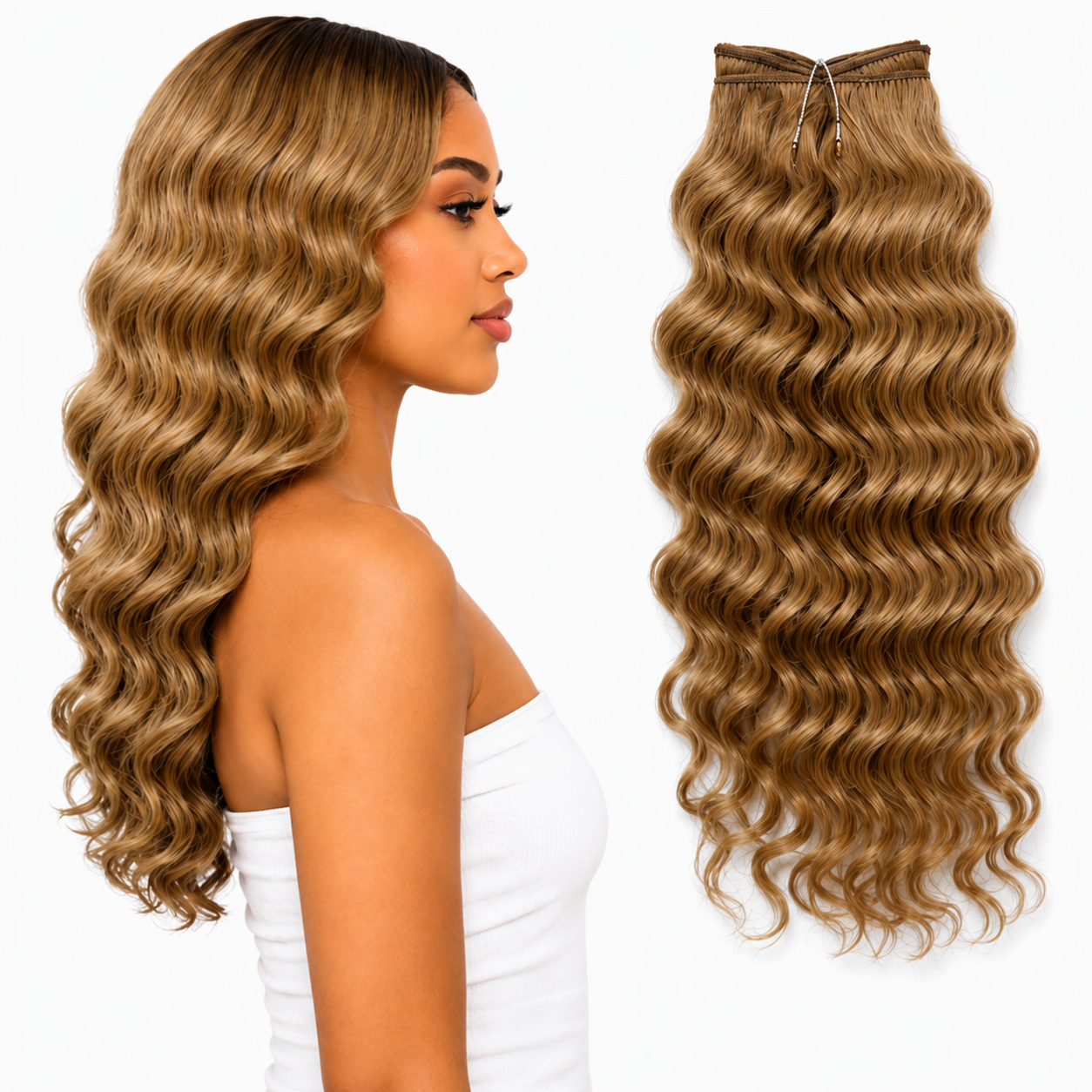 Ei Brazilian 100% Unprocessed Virgin Brazilian Human Hair Extension Deep Wave Natural
