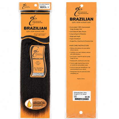 Ei 100% Unprocessed Virgin Brazilian Human Hair Extension Kinky Straight