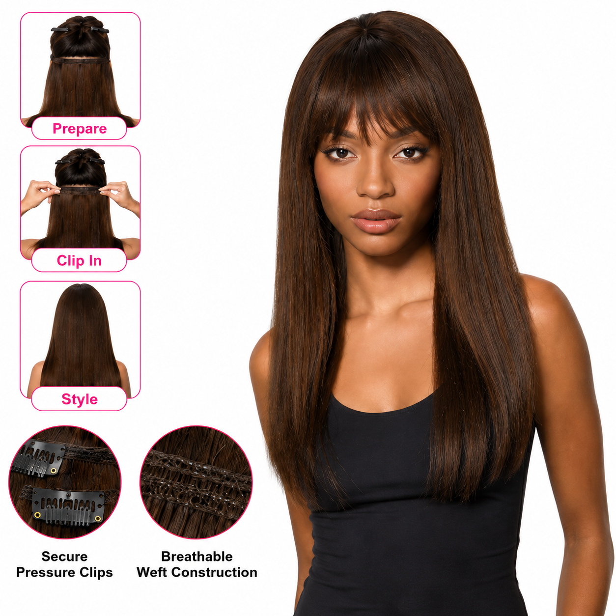 Sleek Fashion Idol 101 Synthetic Clip-In Hair Extensions 18"