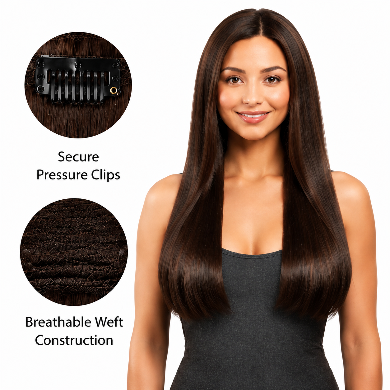 Kuknus Euro Clip-In Straight Synthetic Hair Extensions 18"