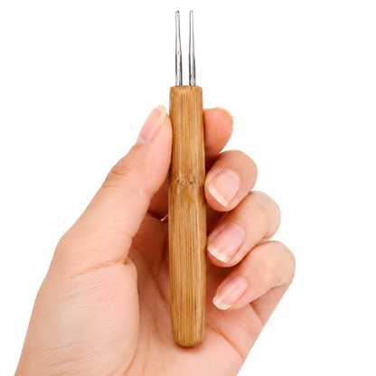 Bamboo Handle Double Needle Crochet Hook