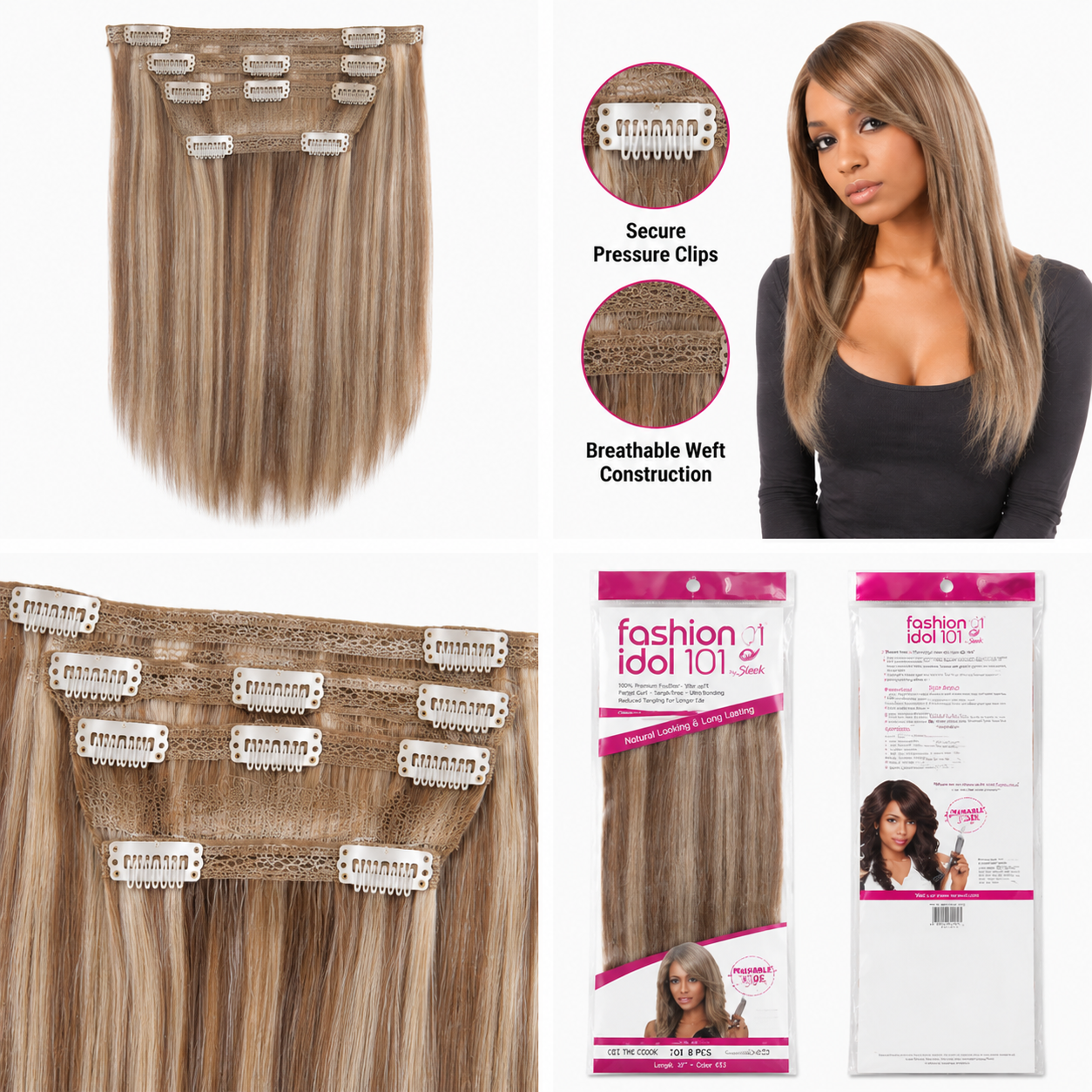 Sleek Fashion Idol 101 Synthetic Clip-In Hair Extensions 18"