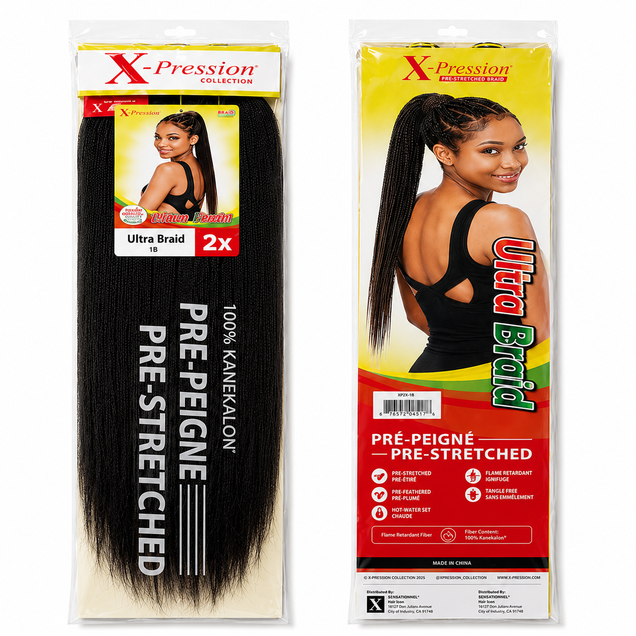 X-Pression Pre-Stretched Braiding Hair 2X Pack, 24"
