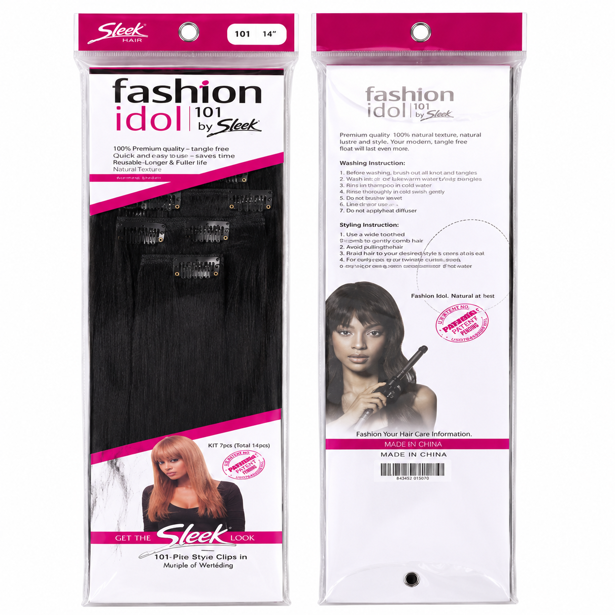 Sleek Fashion Idol 101 Synthetic Clip-In Hair Extensions 18"