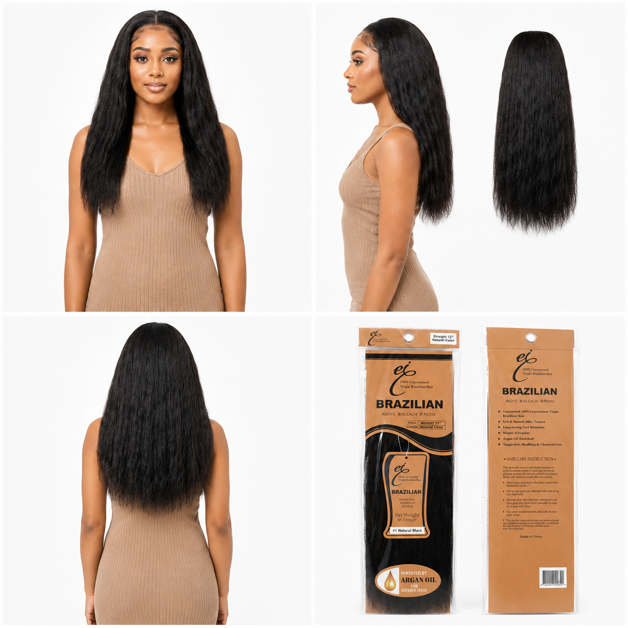 Ei 100% Unprocessed Virgin Brazilian Human Hair Extension Body Wave Natural