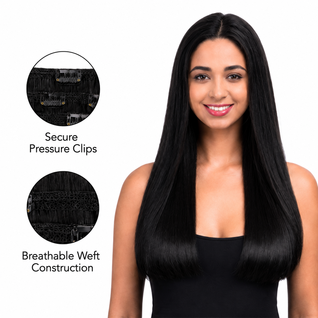 Kuknus Synthetic Euro Straight Clip-In Hair Extensions 18"