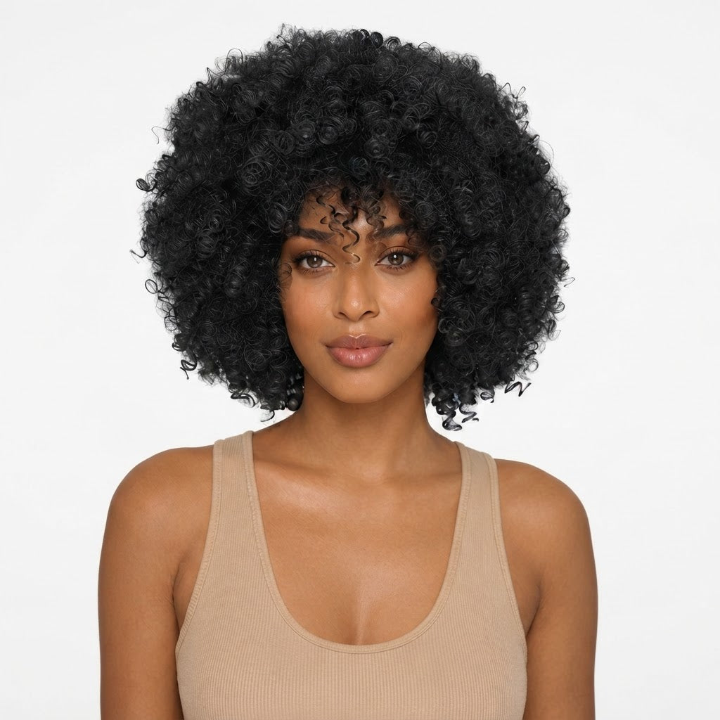 Black Angle Dita - Synthetic Short Spiral Curly Hair Wig