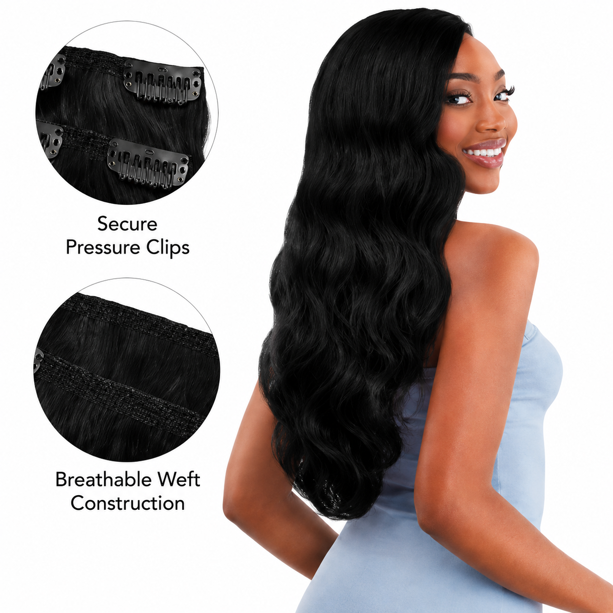 Darbro Doja Synthetic Silk Press Body Wave Clip-In  Hair Extensions 24"