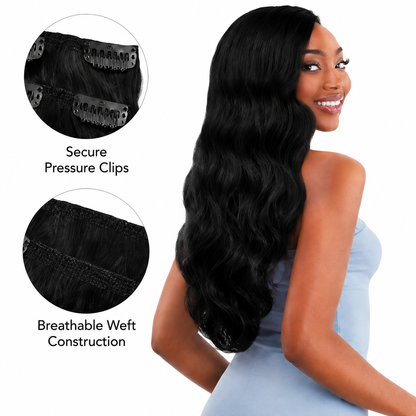 Darbro Doja Synthetic Silk Press Body Wave Clip-In  Hair Extensions 24"