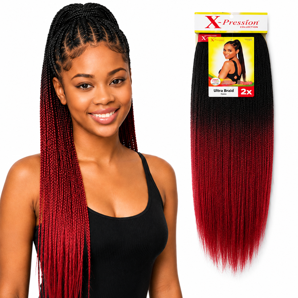 X-Pression Pre-Stretched Braiding Hair 2X Pack, 24"