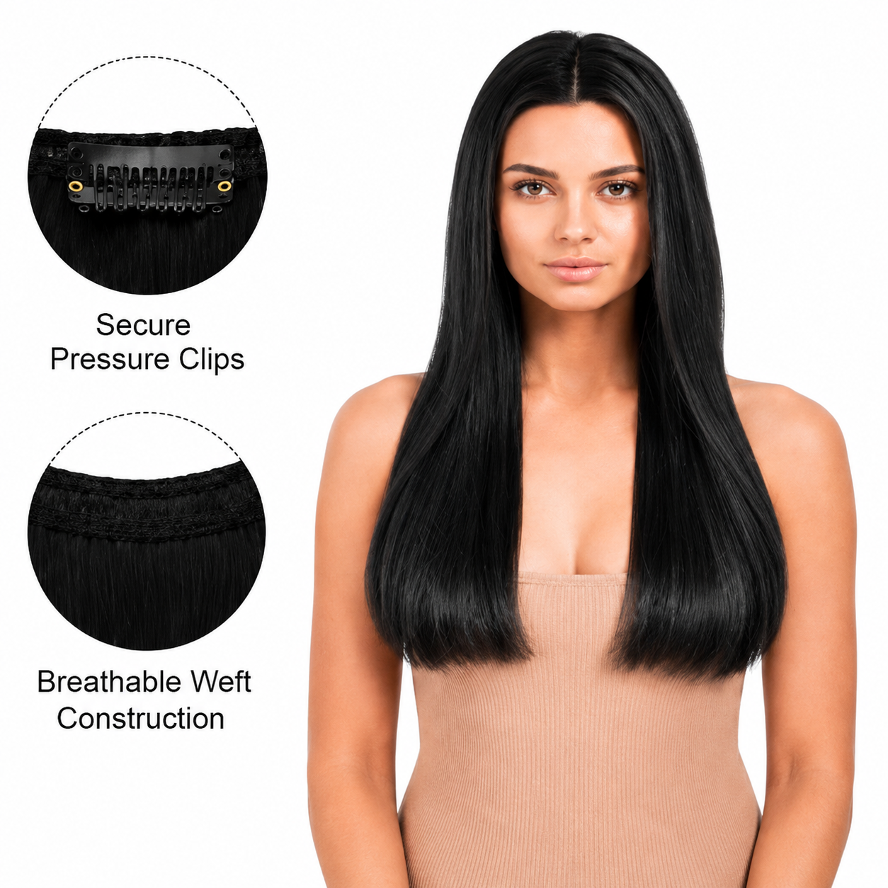 Darbro Doja Synthetic Silk Press Straight Clip-In Hair Extensions 18"