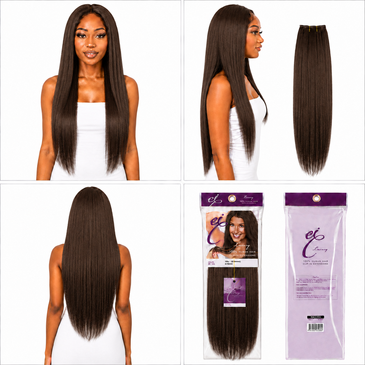 Ei Luxury 100% Unprocessed Virgin human hair Clip-in
