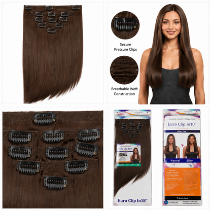 Kuknus Euro Clip-In Straight Synthetic Hair Extensions 18"