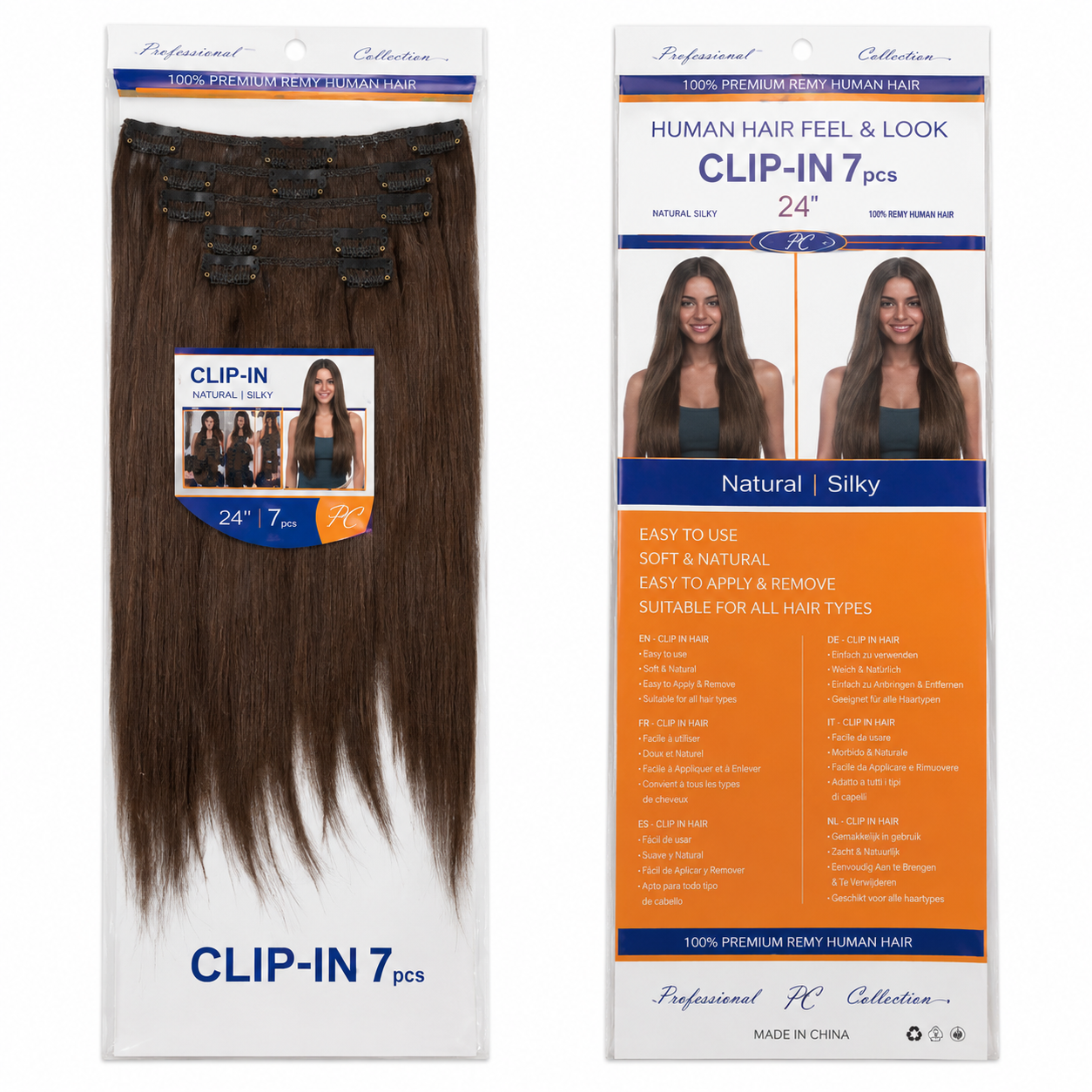 Kuknus Silk Press Straight Clip-In Synthetic Hair Extensions 24"