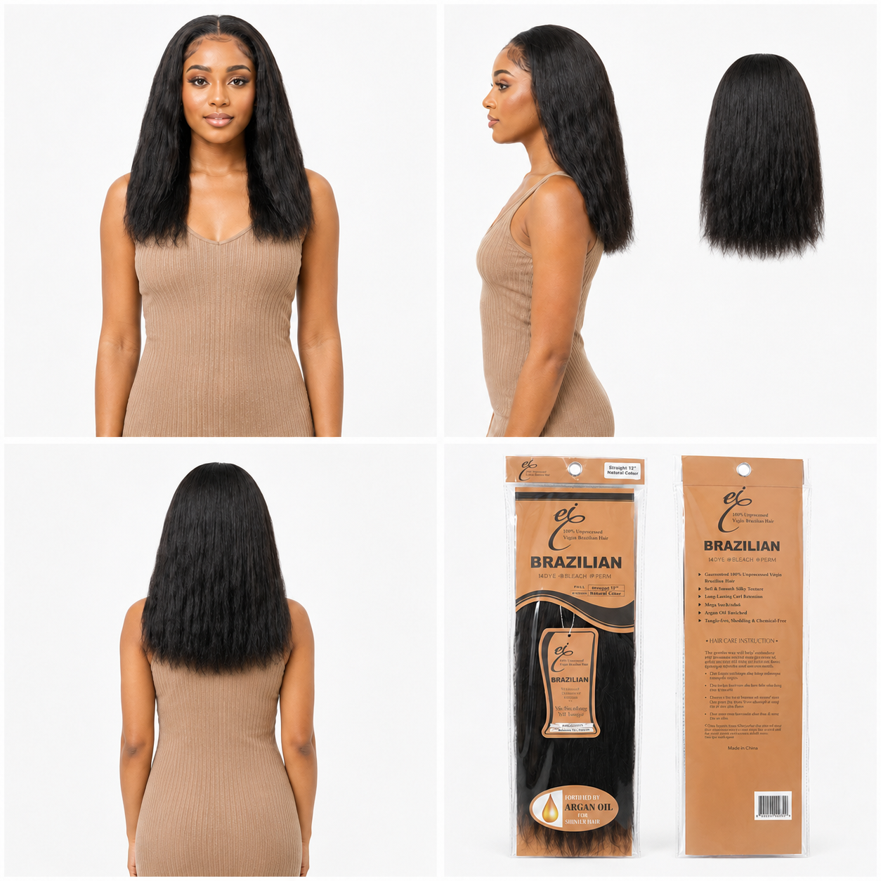 Ei 100% Unprocessed Virgin Brazilian Human Hair Extension Body Wave Natural