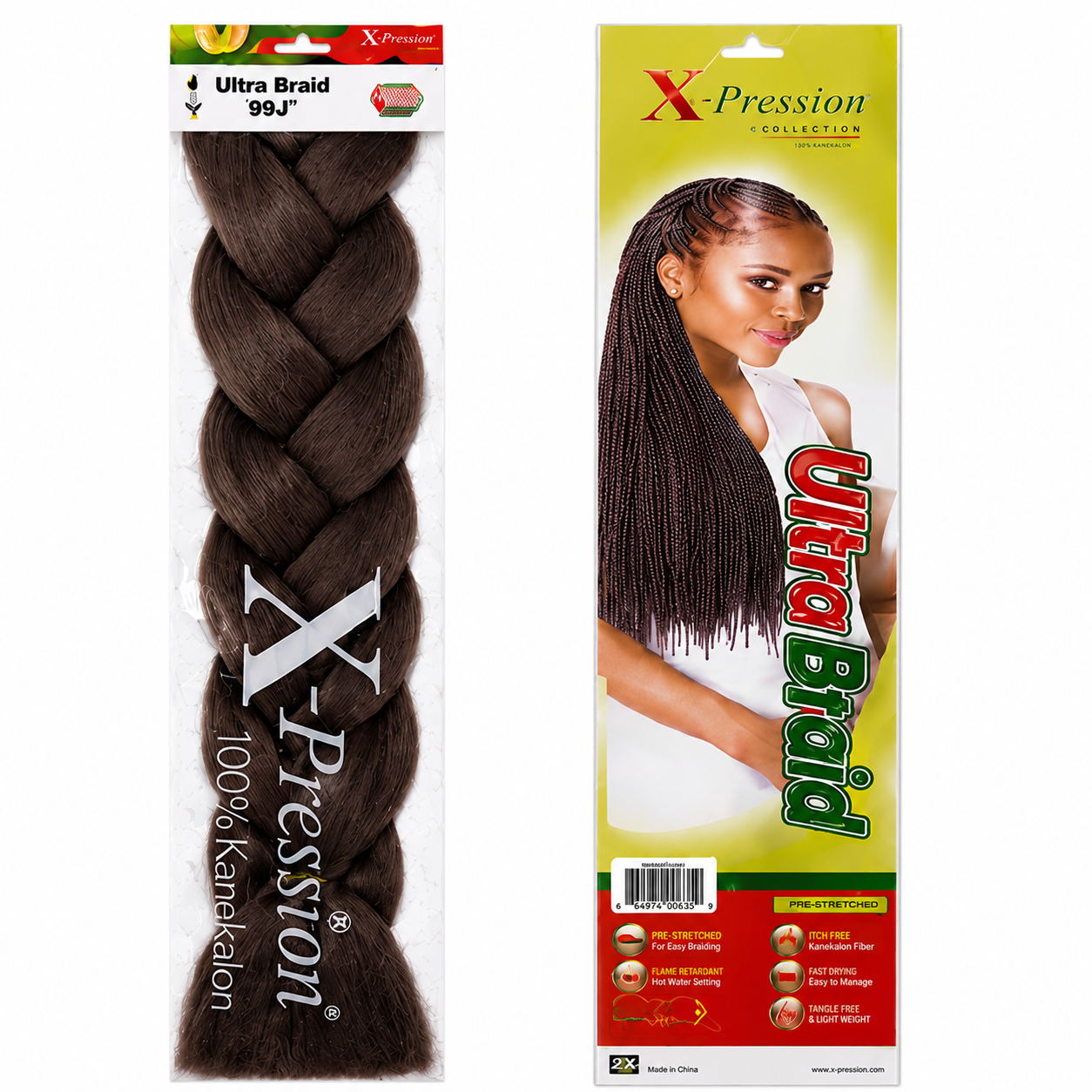 X-Pression Ultra Braids Non-Stretched Kanekalon Braiding Hair 82"