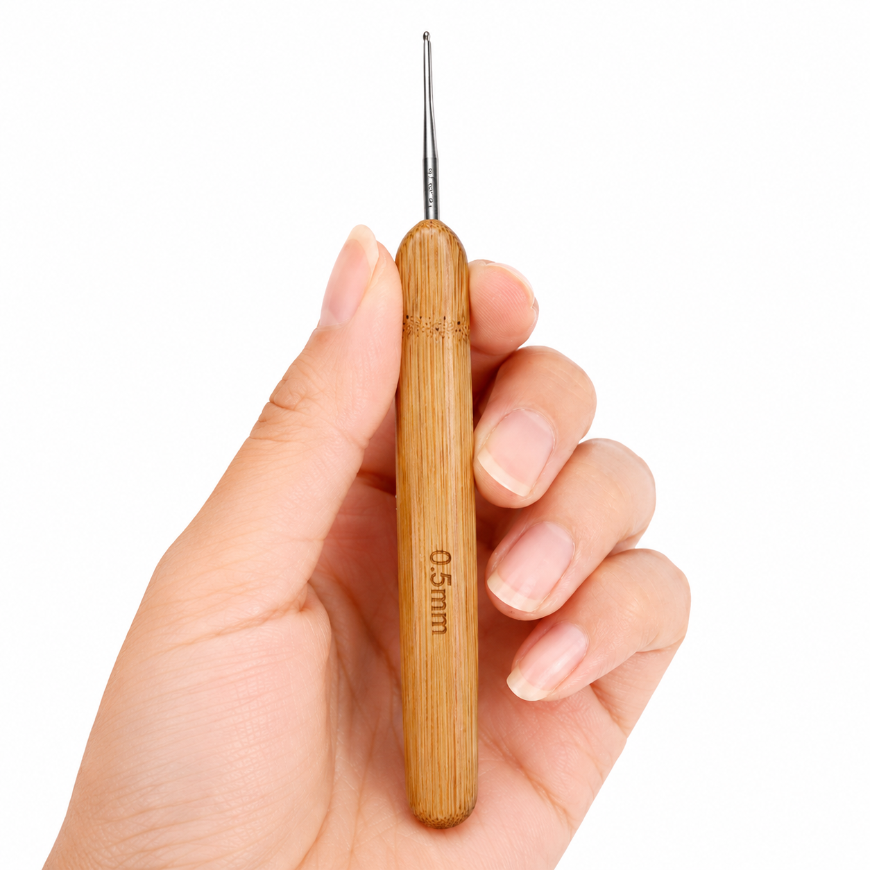 Bamboo Handle Single Needle Crochet Hook 0.5mm