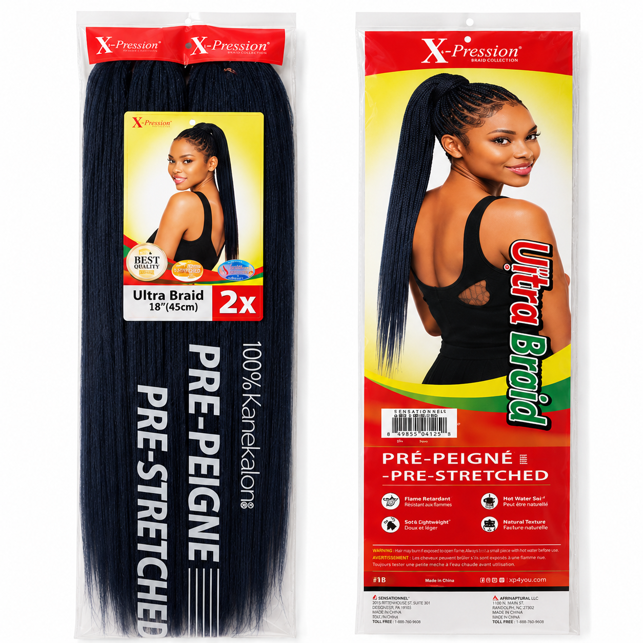 X-Pression Pre-Stretched Braiding Hair 2X Pack, 24"