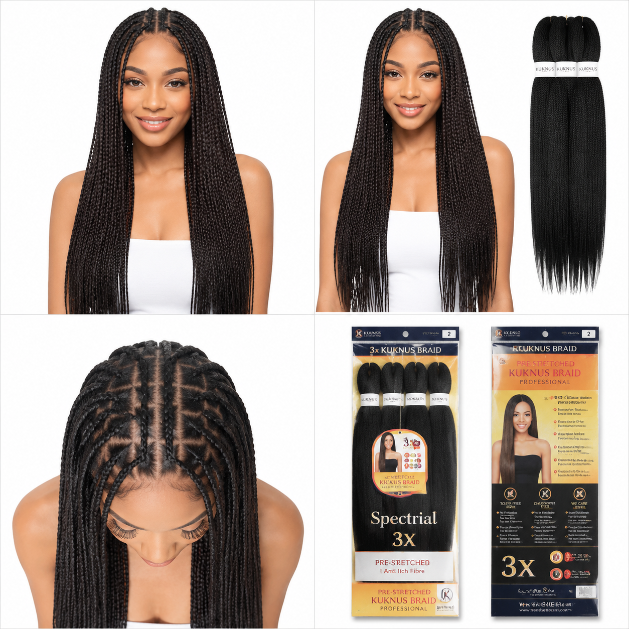 Kuknus Braids 3X Value Pack Pre-Stretched 16"