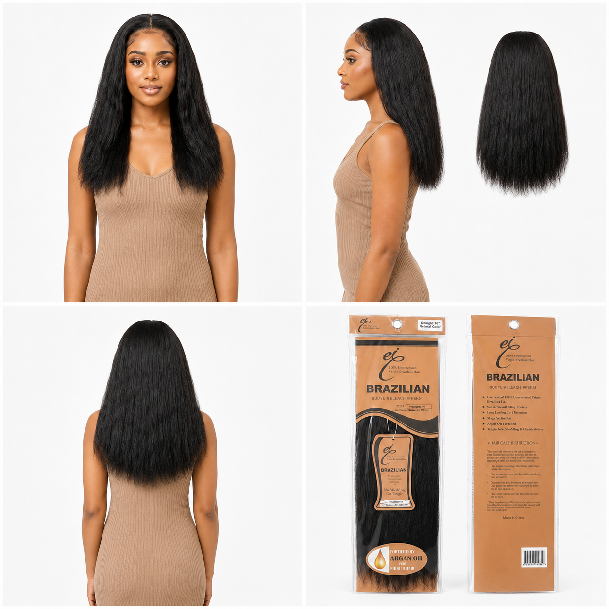 Ei 100% Unprocessed Virgin Brazilian Human Hair Extension Body Wave Natural
