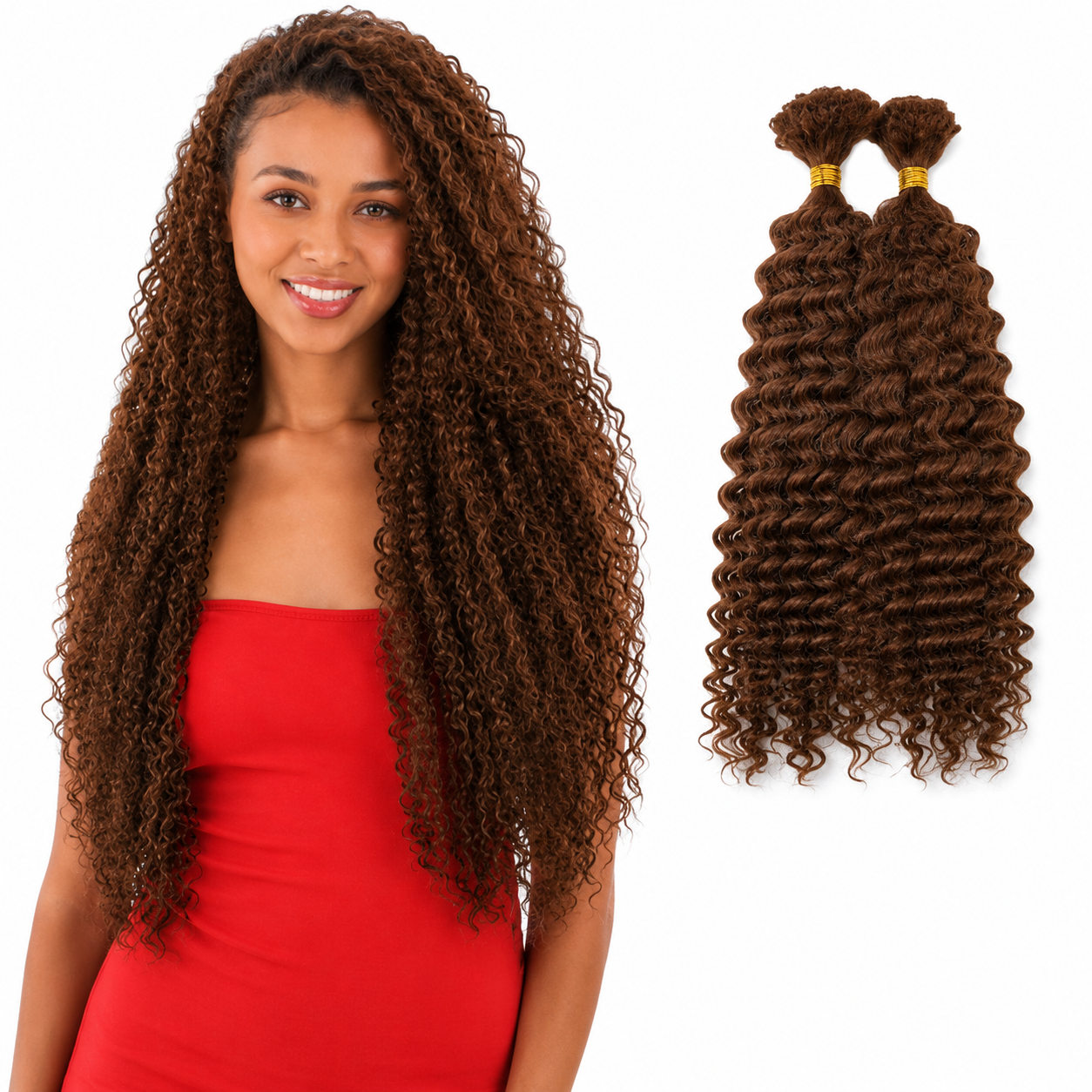 Kuknus Human Hair Blend Boho Water Wave Bulk 22"