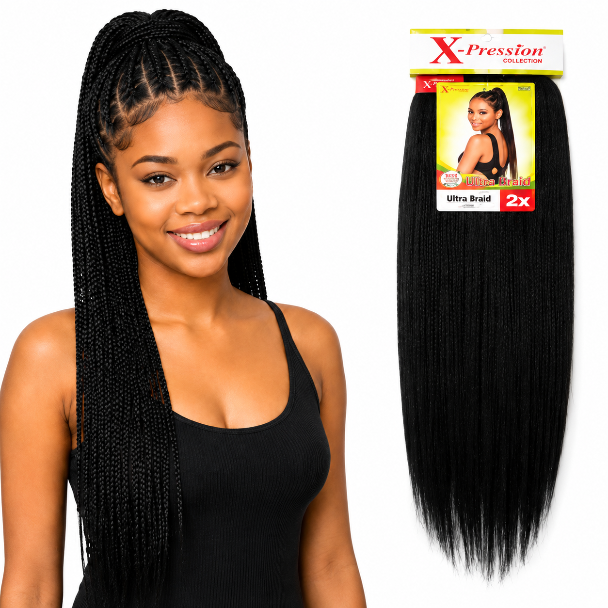 X-Pression Pre-Stretched Braiding Hair 2X Pack, 24"
