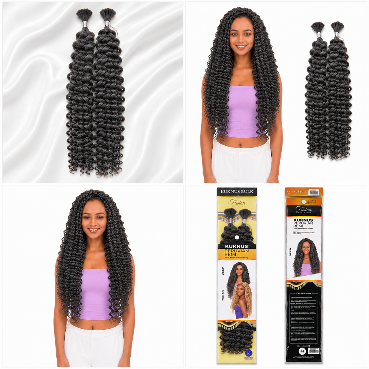 Kuknus Peruvian Remi Style Boho Water Bulk Synthetic Hair
