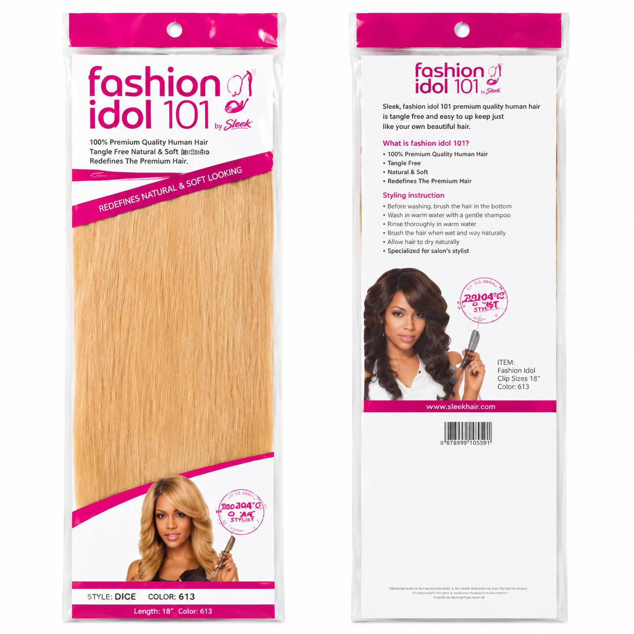 Sleek Fashion Idol 101 Synthetic Clip-In Hair Extensions 18"