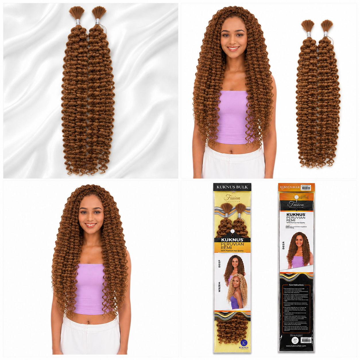 Kuknus Peruvian Remi Style Boho Water Bulk Synthetic Hair