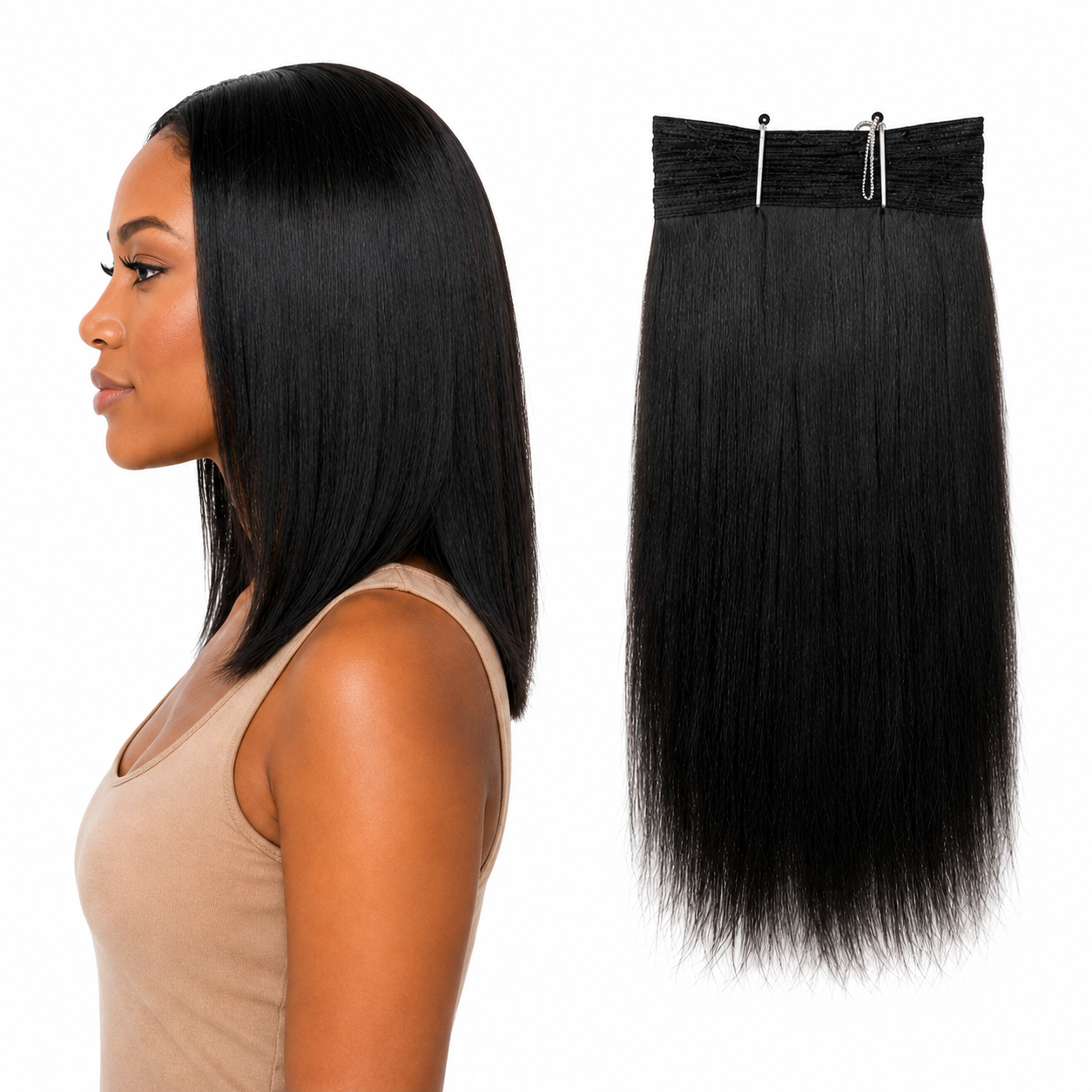 Ei Brazilian 100% Unprocessed Virgin Brazilian Human Hair Extension Straight Natural