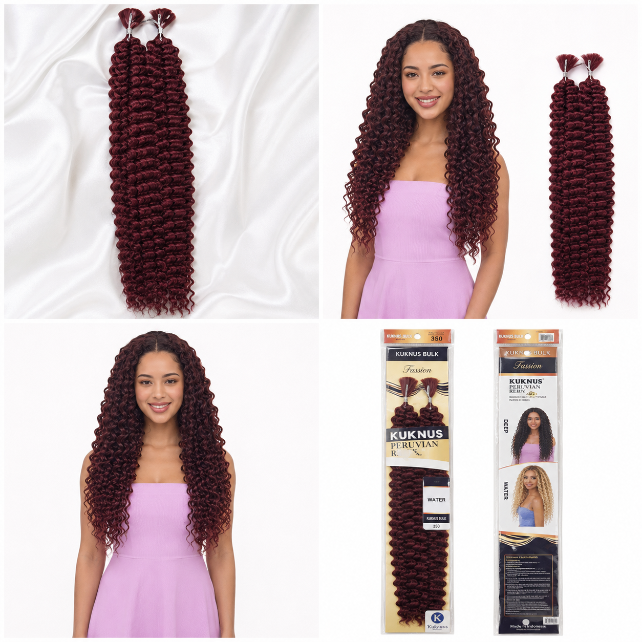 Kuknus Peruvian Remi Style Boho Water Bulk Synthetic Hair
