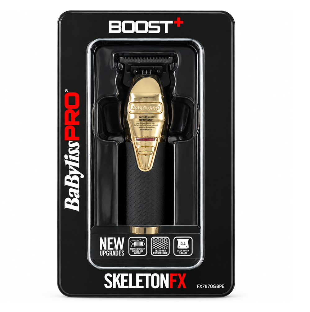 BaByliss PRO SkeletonFX Gold Cordless Beard Trimmer for Men – Black Grip