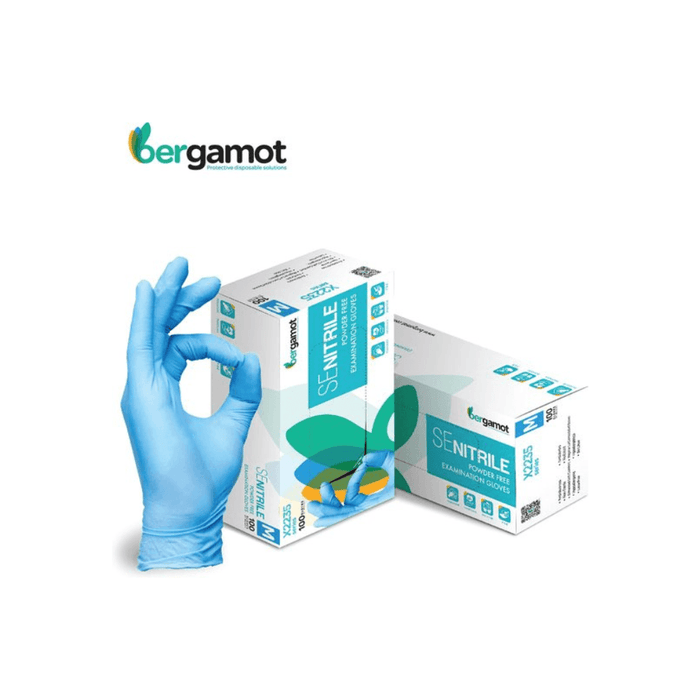 Bergamot SE Black Nitrile Powder Free Examination Gloves 100pcs