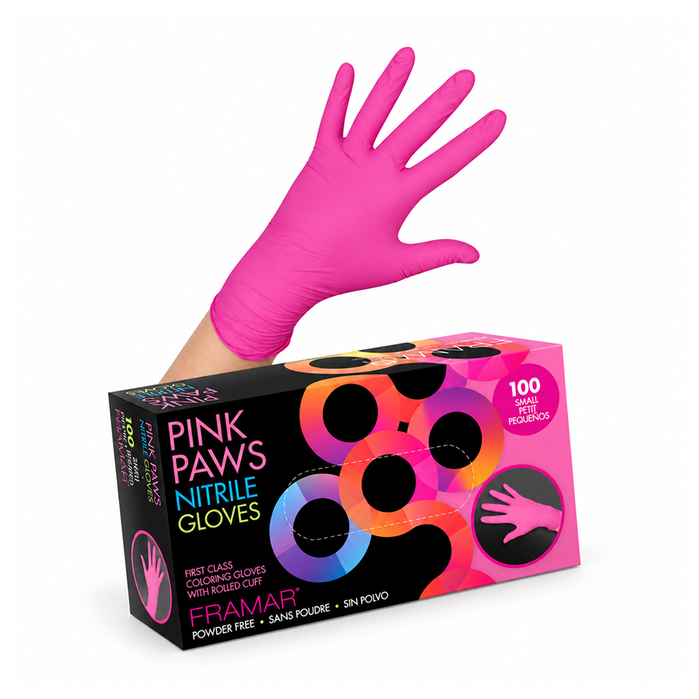 Framar Pink Paws Nitrile Gloves 100 Pieces