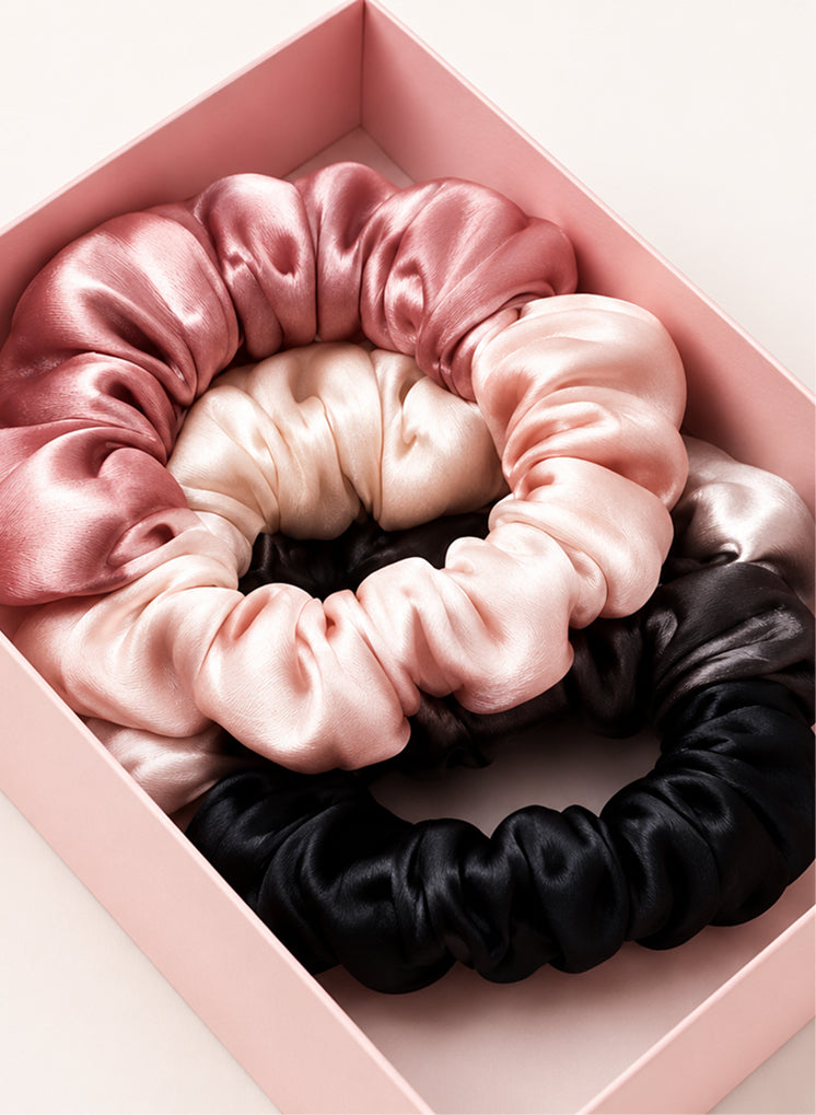 Silk Satin Scrunchie Set- 5 Pack Hair Ties.